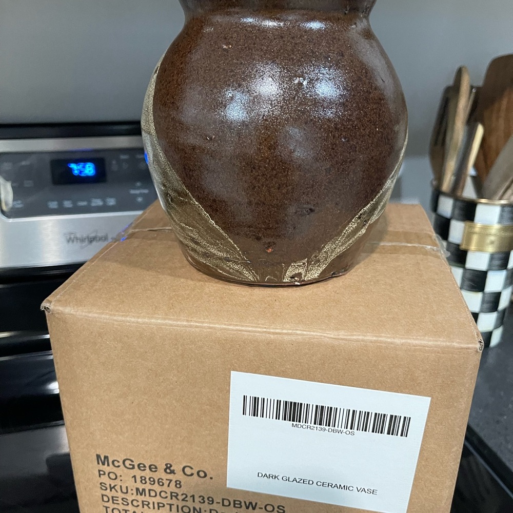 McGee and Co. Dark Brown Glazed Ceramic Vase